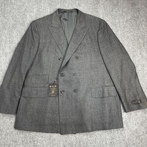 Joseph Abboud Bespoke Mens Blazer 48R Wool Double Breasted 130s Gray NEW W Tags